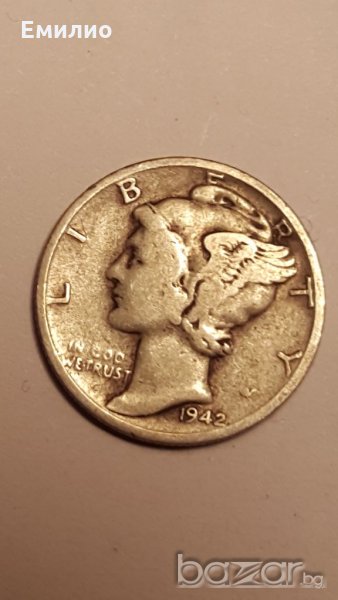 US MERCURY DIME 1942-S / SILVER COIN, снимка 1