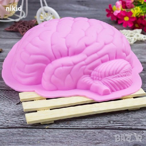 3D Огромна глава мозък силиконова форма молд за кекс желе шоколад торта гипс, снимка 1