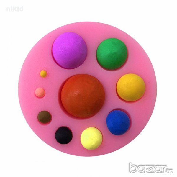 10 кръгчета перли полу кръг топче силиконов молд форма декорация украса фондан торта мъфини и др, снимка 1