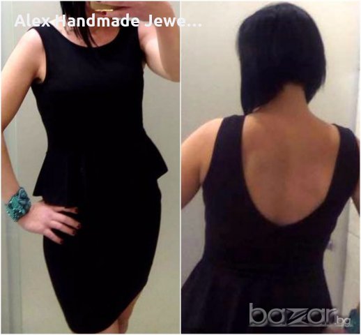 Нова /без етикет/ черна рокля с пеплум и гол гръб PIAZA ITALIA, снимка 1 - Рокли - 20079280