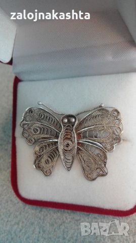 Сребърна брошка пеперуда-5,0гр/925, снимка 4 - Колиета, медальони, синджири - 22927153