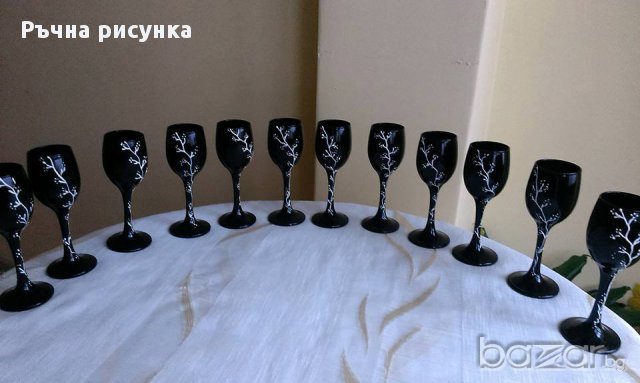 Комплект"Черно и бяло" 12 броя чаши