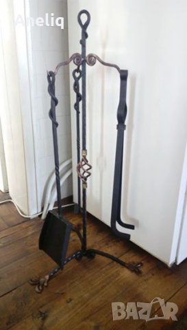 Стойка за камина от ковано желязо, изцяло ръчна изработка, снимка 2 - Други стоки за дома - 23595289