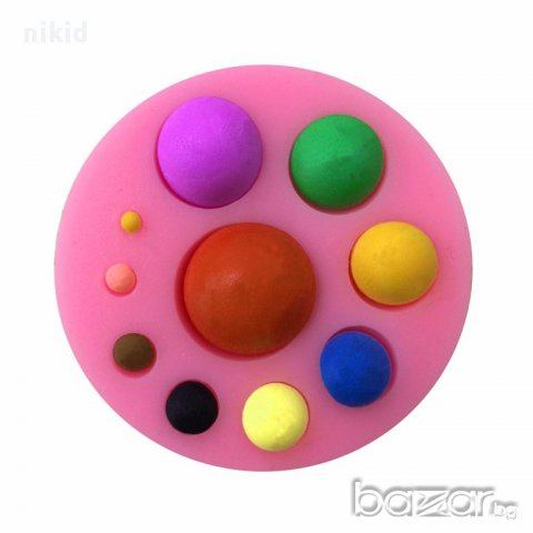 10 кръгчета перли полу кръг топче силиконов молд форма декорация украса фондан торта мъфини и др