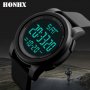 Honhx спортен часовник хронометър черен спорт фитнес туризъм
