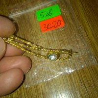 Позлатена старинна фиба шнола с кристал -387, снимка 1 - Колекции - 24069183