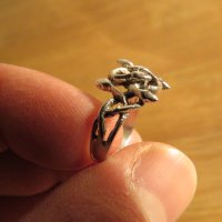 Стар Мъжки Сребърен пръстен - величествени змий моторджийски, мото аксесоари, мото екипировка, снимка 5 - Пръстени - 24325555