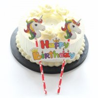 топер сламки с Еднорог Unicorn рожден ден happy birthday украса за торта топер, снимка 1 - Други - 21556505