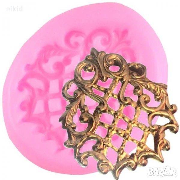 Малка мрежа решетка декорирана в овал силиконов молд форма декорация торта фондан сладки, снимка 1