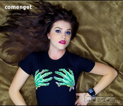 New!  Дамска тениска ZOMBIE ЗОМБИ HANDS с уникален дизайн! Създай модел с ТВОЯ ИДЕЯ!, снимка 1