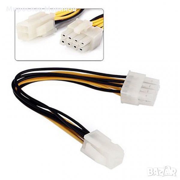 24.Преходен кабел 4 pin to 8pin  Adapter Power Converter Cable for CPU Power Supply. With one ATX 4-, снимка 1