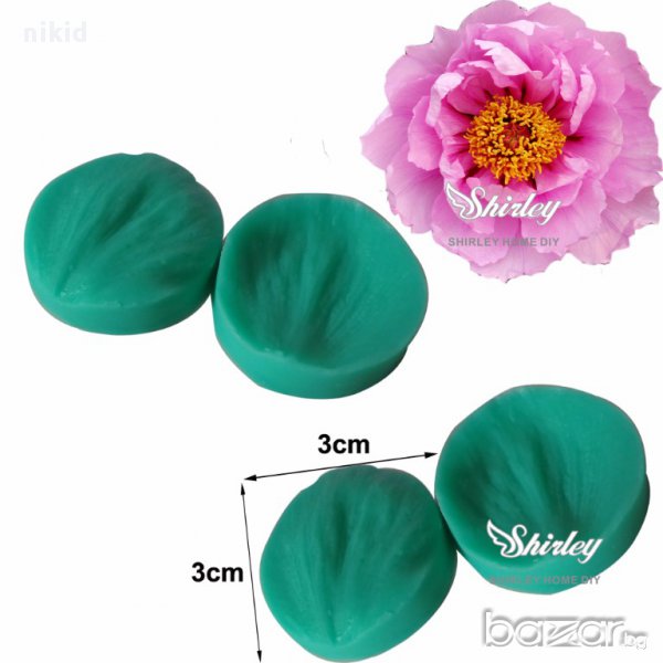 кръгче божур листо цвете силиконов молд вейнър вайнър 2 части украса декор фондан шоколад торта др., снимка 1
