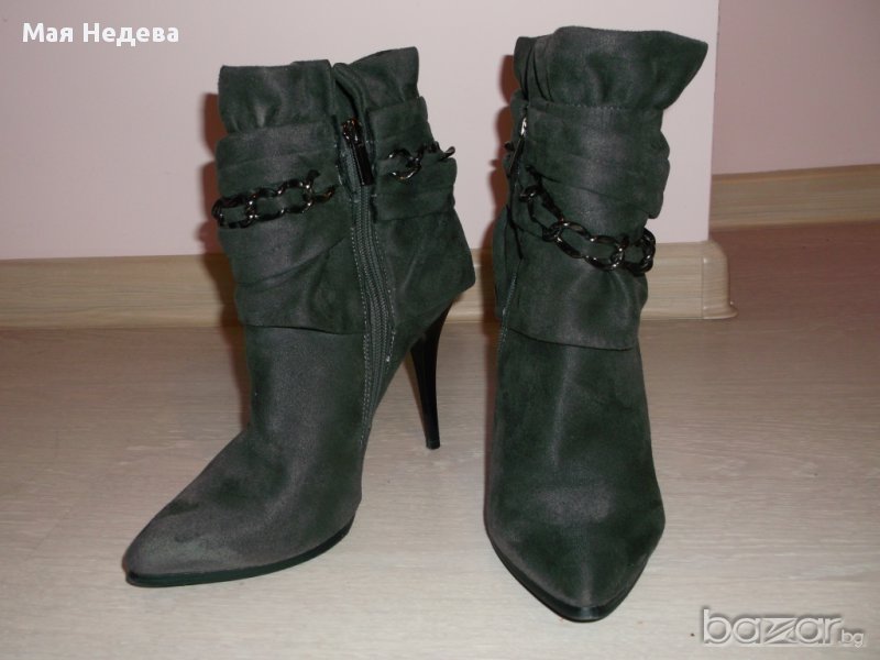Дамски боти от тъмно сив велур Paolo Botticelli, снимка 1