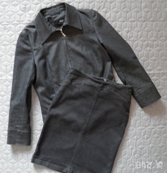 Дамски дънков костюм QS яке и HENNES пола, снимка 1