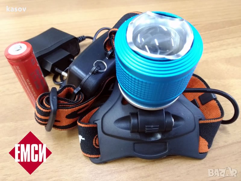 3.3W LED акумулаторен фенер челник с допълнителен син светодиод във Варна, снимка 1
