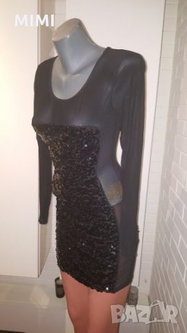Черна рокля с поети страхотна, снимка 1 - Рокли - 23502752