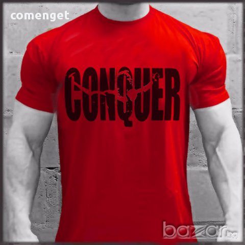 Fitness Mania! Мъжки тениски CONQUER ARNOLD - различни цветове! Бъди различен поръчай с твоя снимка!, снимка 4 - Тениски - 15306823