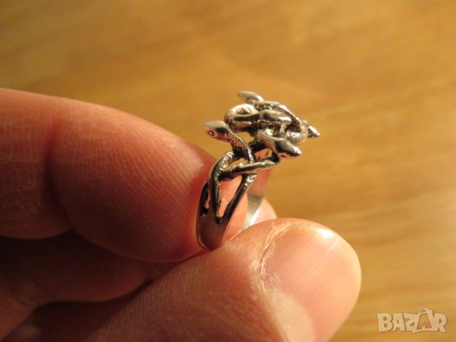 Стар Мъжки Сребърен пръстен - величествени змий моторджийски, мото аксесоари, мото екипировка, снимка 5 - Пръстени - 24325555