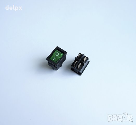 Ключ с 2 положения зелен 250V 6,5A 19x13mm, снимка 1 - Ключове, контакти, щепсели - 23360165