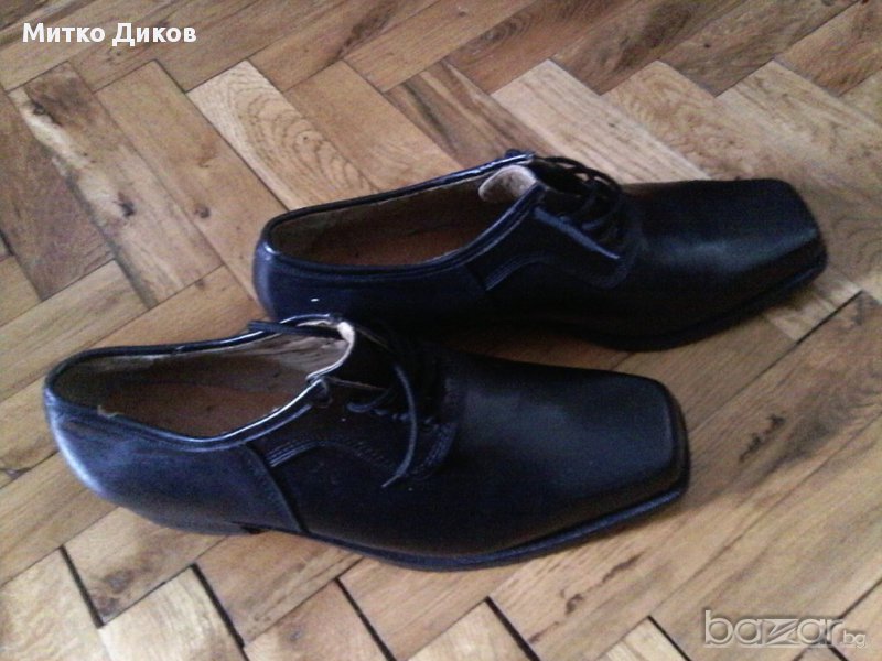 Официални черни обувки-естествена кожа-мъжки №41 стелка 265мм, снимка 1