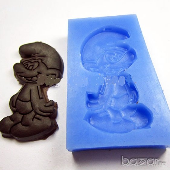 Смърф смърфове смърфовете силиконов молд за украса декор торта фондан шоколад, снимка 1