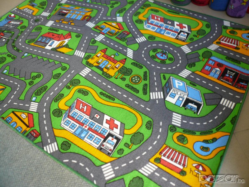 Детски мокетен килим на пътища модел Сити, снимка 1