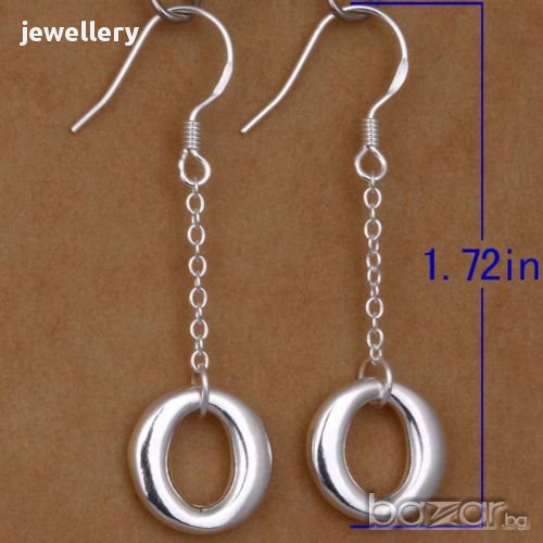 Висящи Обеци със сребърно покритие и печати 925-мод.54, снимка 1