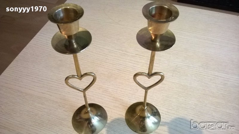 финни Свещници 2броя-23/7см-мед/месинг-внос швеицария, снимка 1