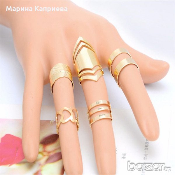 Комплект от пет златисти пръстена /А-17/, снимка 1