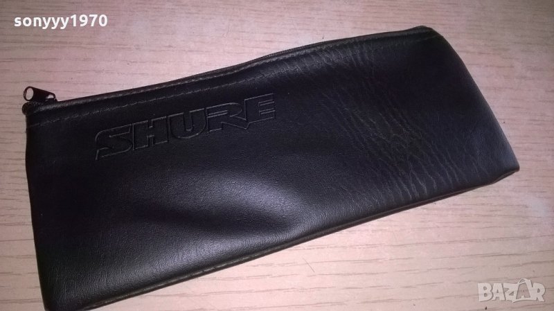 shure-new-кожен калъф за профи микрофон-21х10см с цип, снимка 1
