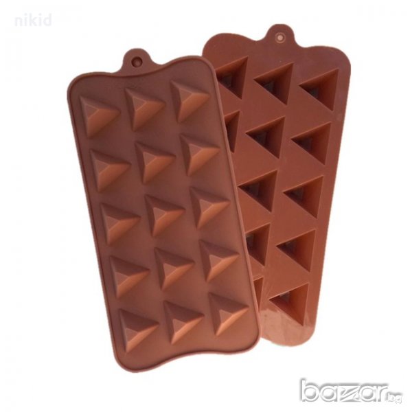  15 триъгълник триъгълници пирамиди силиконов молд форма декорация фондан шоколад бонбони желе гипс, снимка 1