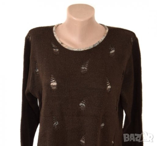 Pina Lia дамска вълнена кафява блуза пуловер, снимка 4 - Блузи с дълъг ръкав и пуловери - 23495422