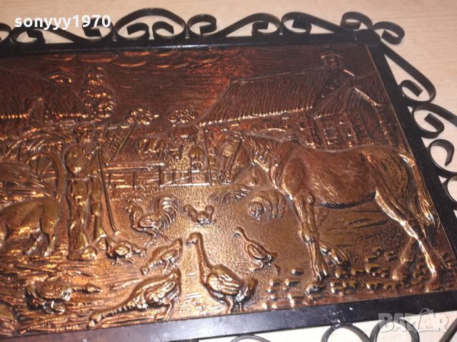 релефна картина мед/месинг-ковано желязо-внос швеицария, снимка 11 - Колекции - 21508436