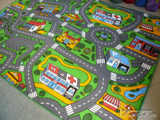 Детски мокетен килим на пътища модел Сити, снимка 1 - Килими - 7394660