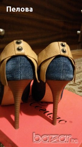 дънкови високи обувки на Мегияс, снимка 5 - Дамски обувки на ток - 12420819
