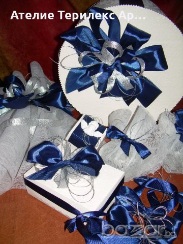 КОМПЛЕКТ ЗА КРЪЩЕНЕ В БЯЛО И КРАЛСКО СИНЬО, снимка 6 - Подаръци за кръщене - 19652567