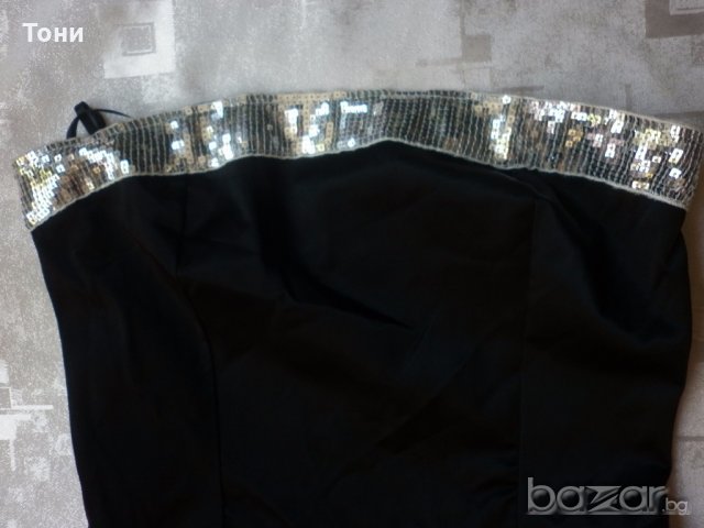Черна рокля сатен с пайети , снимка 5 - Рокли - 19137258