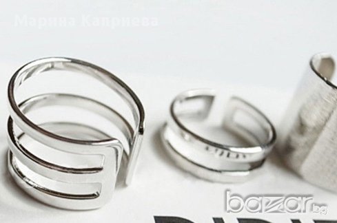Комплект от три пръстена /А-28/. В наличност сребристи или златисти , снимка 5 - Пръстени - 8124529