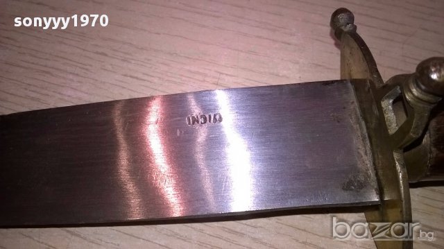 Стар нож индия-30см-дърво/метал/месинг-внос швеицария, снимка 11 - Ножове - 17807533