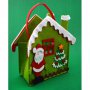 Коледна торбичка във формата на къщичка с Дядо Коледа и елха. Изработена от филц. 