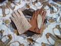 Vintage дамски ръкавици естествена кожа и памук