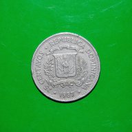 25 центавос Доминиканска Република 1987, снимка 2 - Нумизматика и бонистика - 12488065