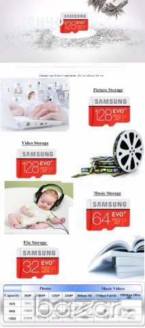Нова карта памет SAMSUNG 64 GB Клас EVO MicroSD Клас 10 95MB/80MB, снимка 3 - Карти памет - 21271233