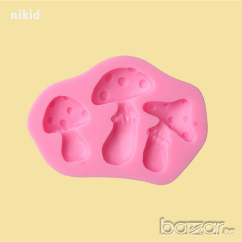 3 гъби гъбки гъба печурка силиконов молд форма украса декорация фондан торта глина шоколад и др, снимка 2 - Форми - 17192268