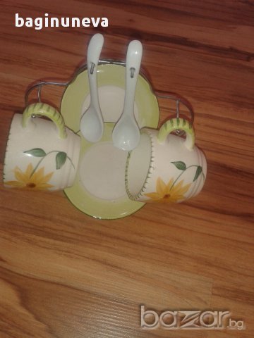 Нов сервиз от 2бр. чаши за кафе от порцелан със стойка, снимка 6 - Сервизи - 13270375