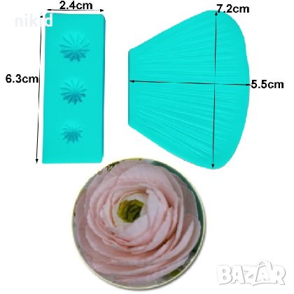 Божур роза сет вейнър листа силиконов молд и метални резци за направа на цвете фондан торта , снимка 3 - Форми - 25047557