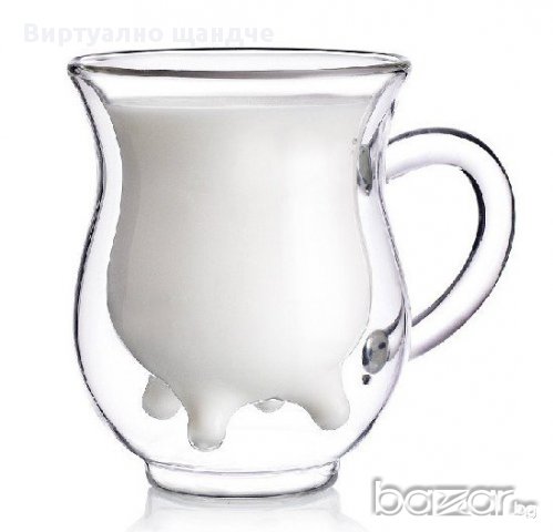 Стъклена кана за мляко с виме