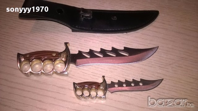 440 stainless steel-ножове 2 бр с кания-17см-внос швеицария, снимка 4 - Антикварни и старинни предмети - 17317592