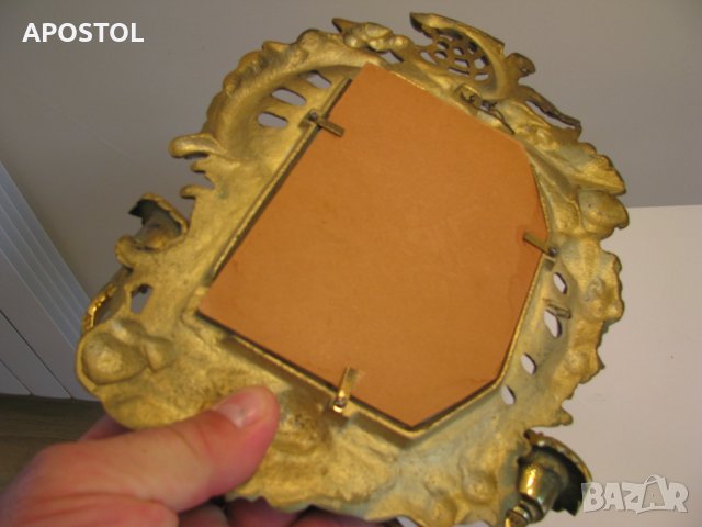 огледало бронзово 2бр свещник, снимка 3 - Антикварни и старинни предмети - 25173787