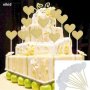 10 бр златни сребърни сърца с брокат топери украса декорация мъфини парти торта мъфини и др